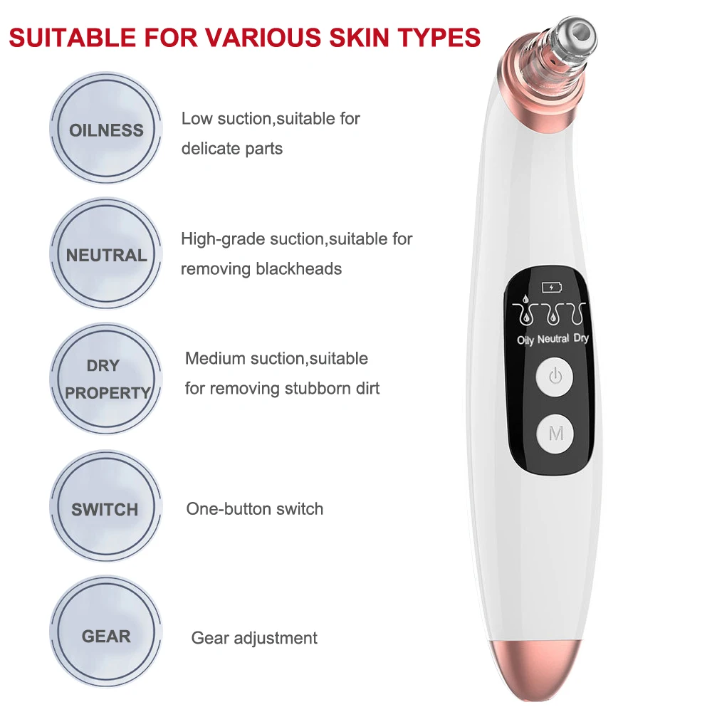 Elektrische Comedondrukker Gezicht Pore Cleaner Vacuüm Zuig Acne Puistje Zwarte Kop Verwijderen Huidverzorging Gereedschap Facial Pore Cleanser