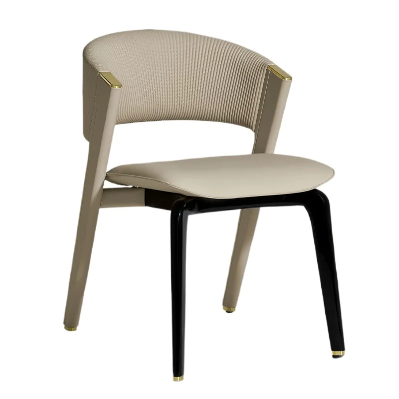 Modern minimalist designer stainless steel dining chair lightweight luxury microfiber leather dining table villa