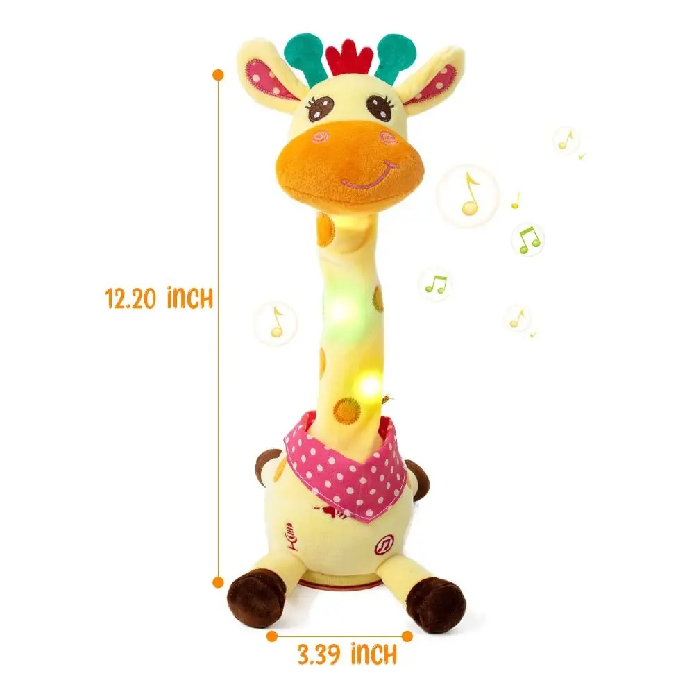 Ripetendo quello che dice Danza Giraffa parlante con 10 canzoni Volume regolabile per animali Giraffa danzante ondeggiante incandescente