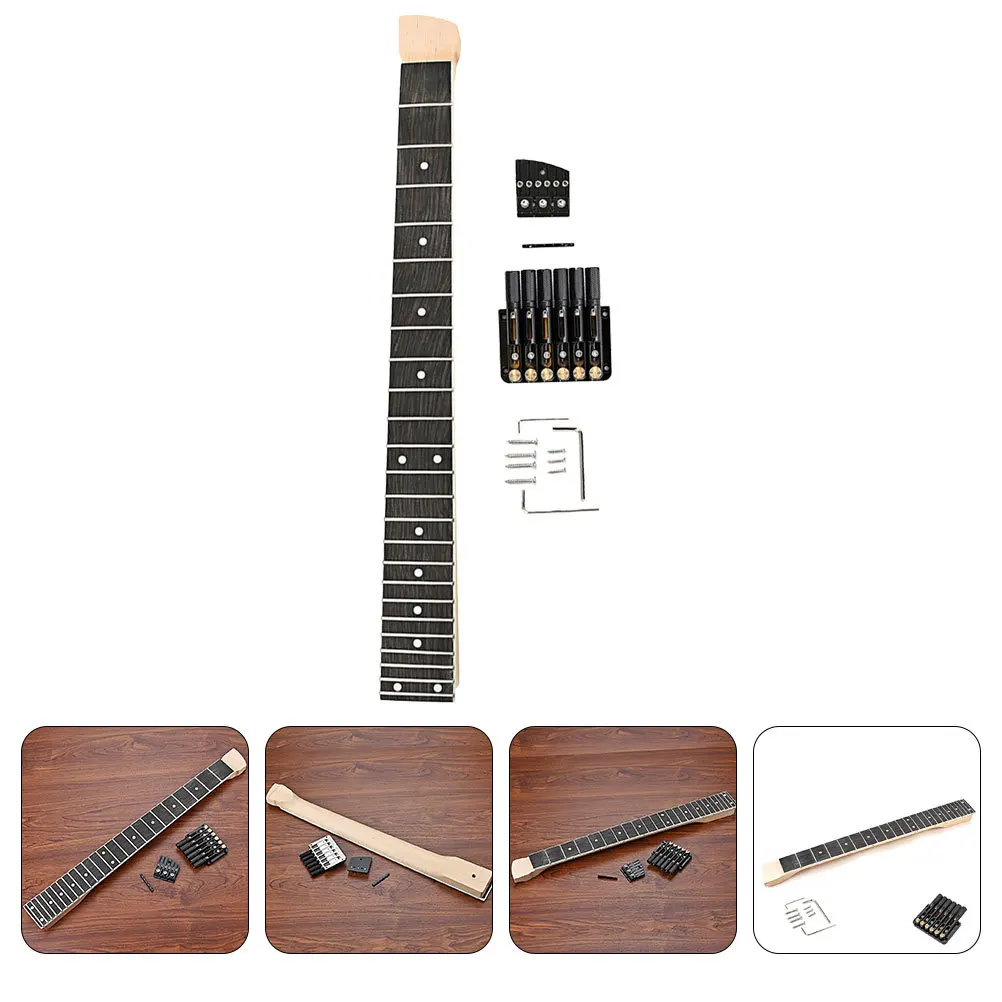 

1 set 1 Set Of Neck Unfinished Wooden Neck For Electric Diy Replacement Parts Headless Stringed Instrument Folk Guitar Accessory