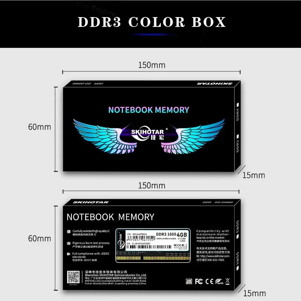 SKIHOTAR DDR3 SoDimm Ram Notebook Memory Module DDR3 4GB 8GB 1333MHZ 1600MHZ PC4 Memoria RAMS