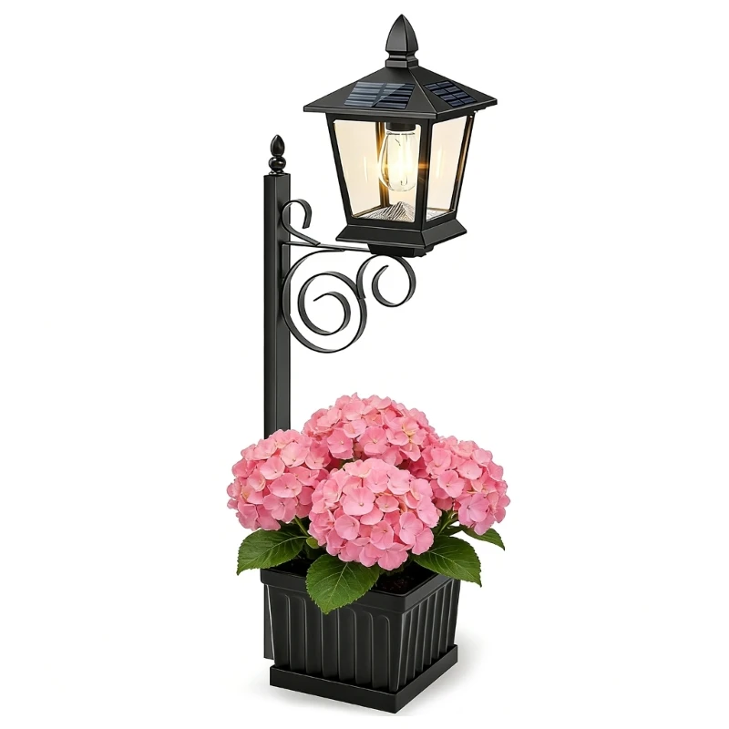 Y5GD Iron Solar Garden Lamp Integrated Planter Auto Lighting Solution For Patio Pathway Decorative Solar Lamp