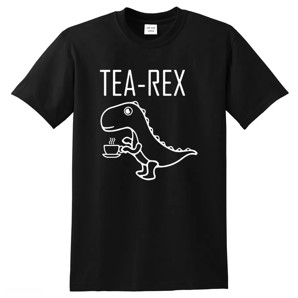 Tea-rex t shirts Funny dinosaur design printing men Tshirt 100% cotton Top Quality o-neck knitted comfortable fabric t-shirt