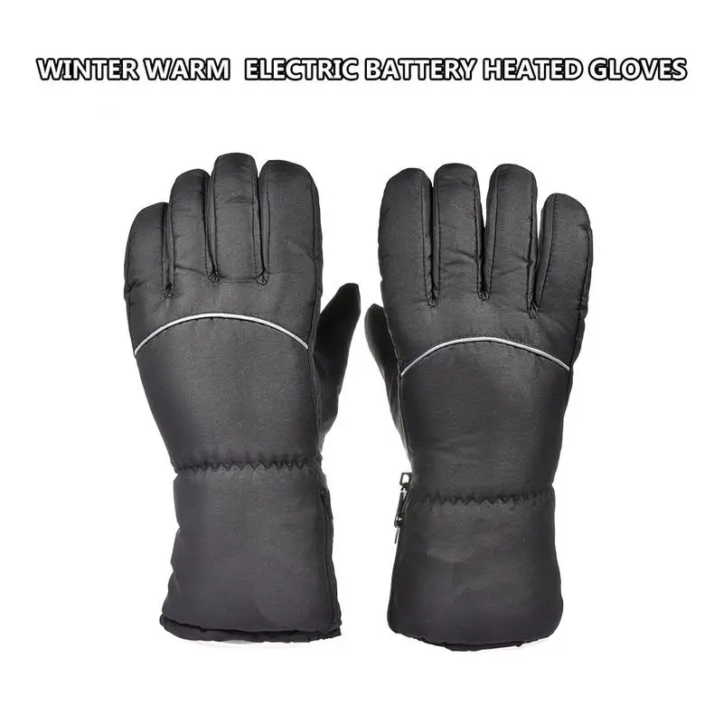 

Heated Riding Gloves Black Heated Gloves Comfortable Waterproof Elastic Wrist Strap Battery Gloves Winter Supplies For Bicycles