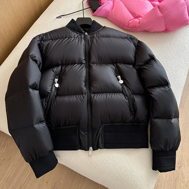 Down jacket ladies short collar baggy white down jacket bread jacket baseball jacket new winter