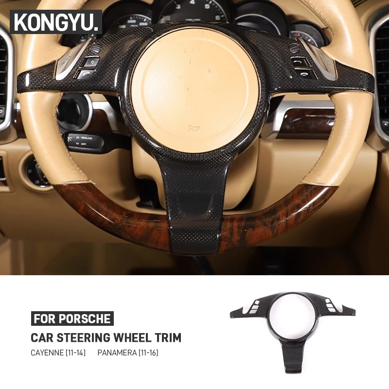 

For Porsche Cayenne 2011-2014 Panamera 2011-2016 Real Carbon Fiber Car Steering Wheel Panel Frame Cover Trim Sticker Accessories