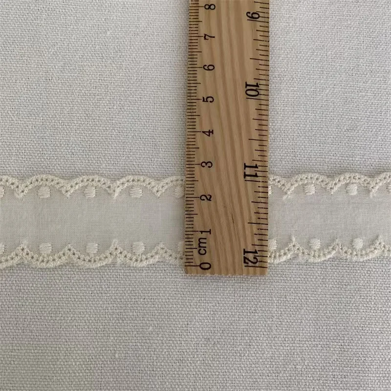 Cotton lace fabric for sewing, white and beige color, sewing fabric for clothing, wedding decoration, home stickers, 3 yards/lot