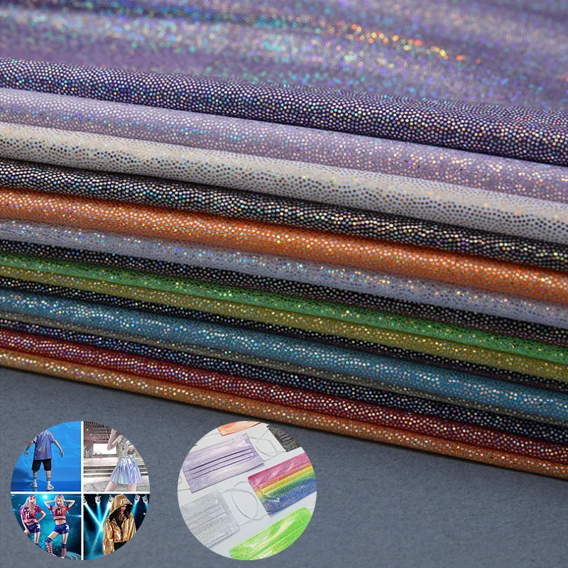

150cm Width Glitter Laser Polyester Fabric, Iridescent Holographic Fabric for DIY Dress Costume Wedding Photography Party Decor