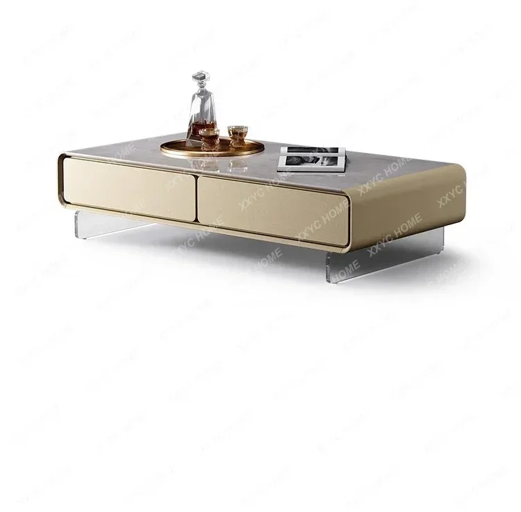 AALinglong Coffee Table Villa Large Flat Floor Living Room Light Luxury High-end Square Coffee Table