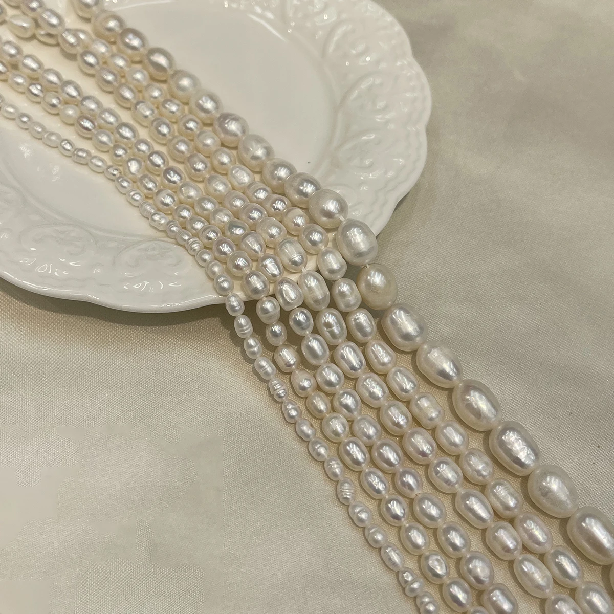 High Grade Rice Form Natural Freshwater Pearl Beads, Multiple Sizes Available,Beads for DIY Necklace Bracelet Handcraft Jewelry