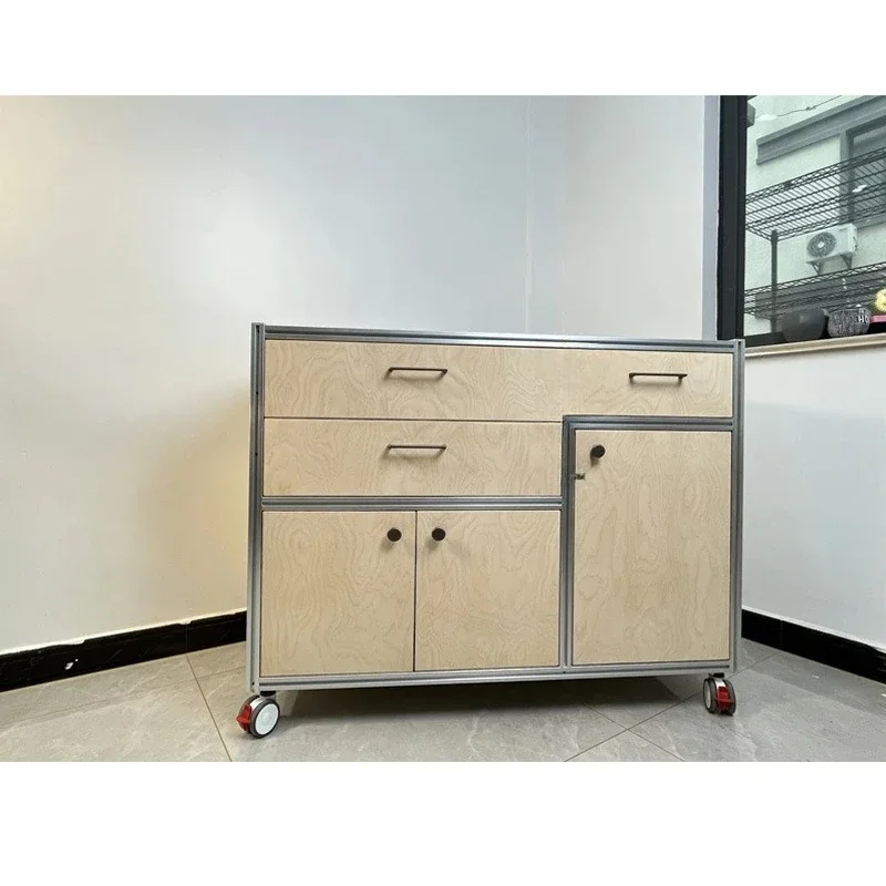 

Simple modern birch ocean board dining side cabinet mobile aluminum profile coffee cabinet home living room