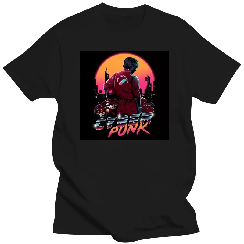 Japanese Anime Tee Akira Neo Tokyo T Shirt Men Print Cotton Tshirts Round Neck Short Sleeved Shotaro Kaneda Synthwave T-Shirt