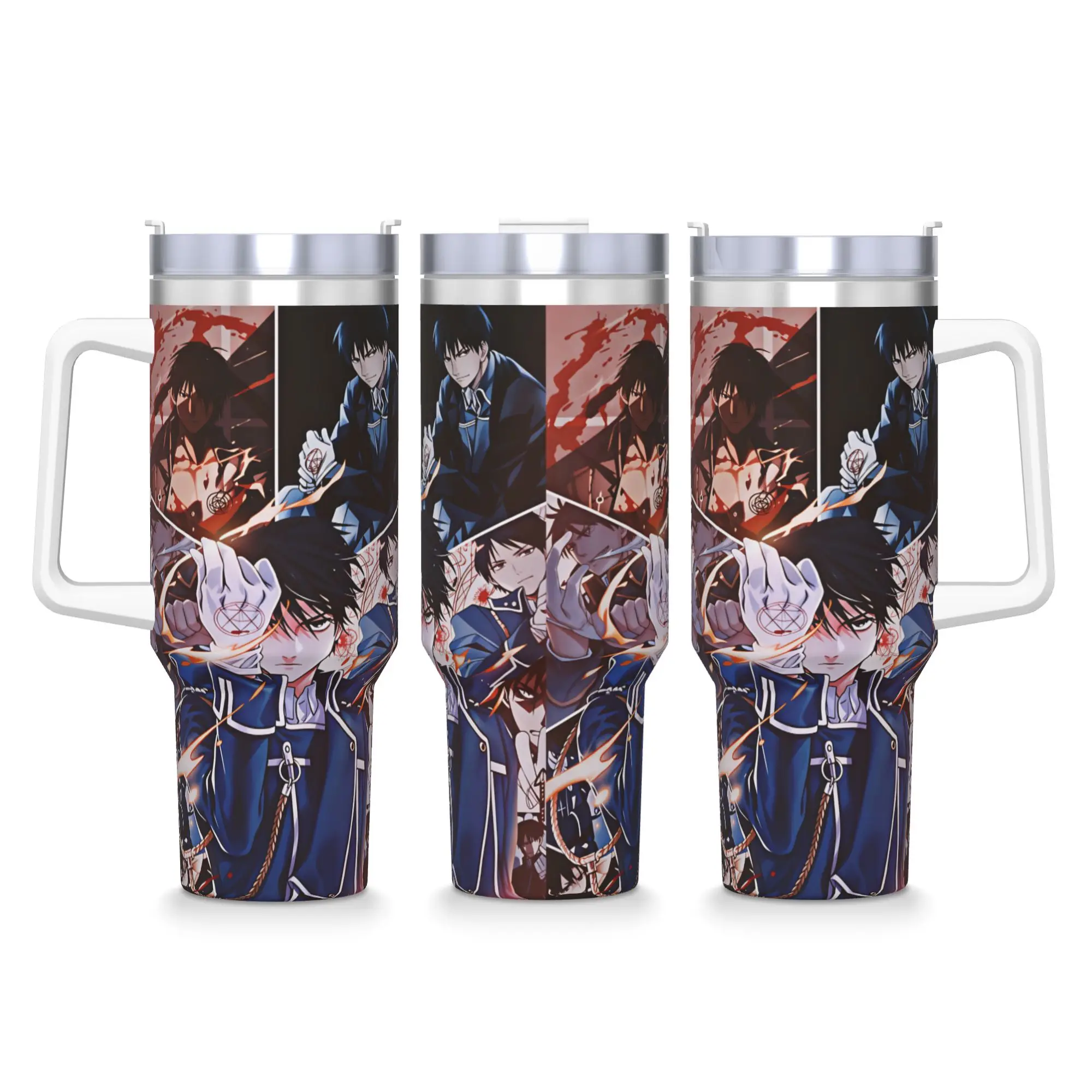 Stainless Steel Tumbler Roy Mustang Mugs Cup With Straws Fullmetal Alchemists Travel Hot Drinks Water Bottle Large Capacity