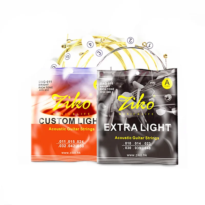 ZIKO 010-048 Acoustic Guitar Strings DAG-010 Steel Core Brass Extra Light Parts Musical Instruments Accessories