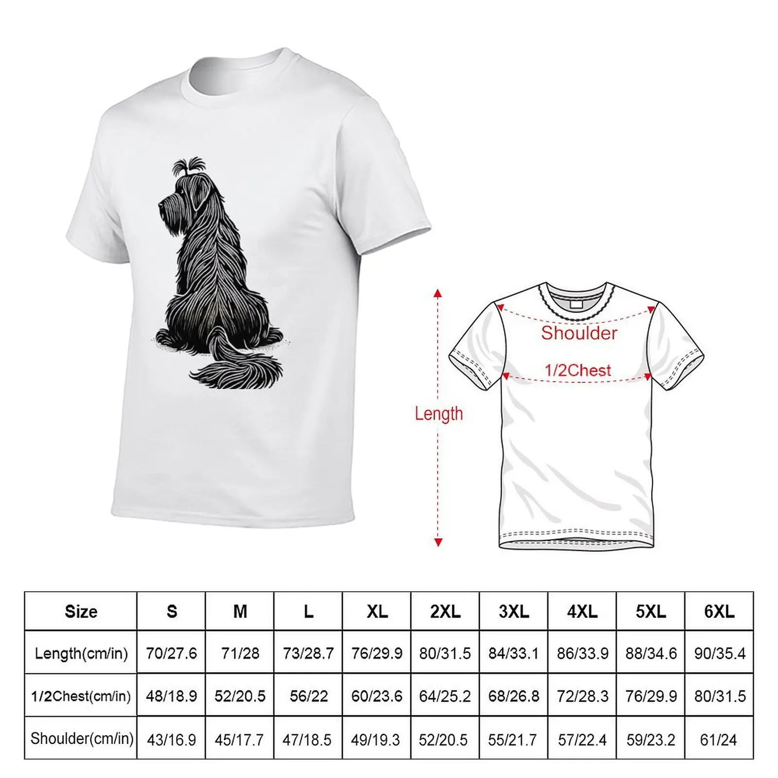 Guardian Briard - Protector of the Pack black graphics, linocut T-Shirt man t shirt Louboutins mens white t shirts