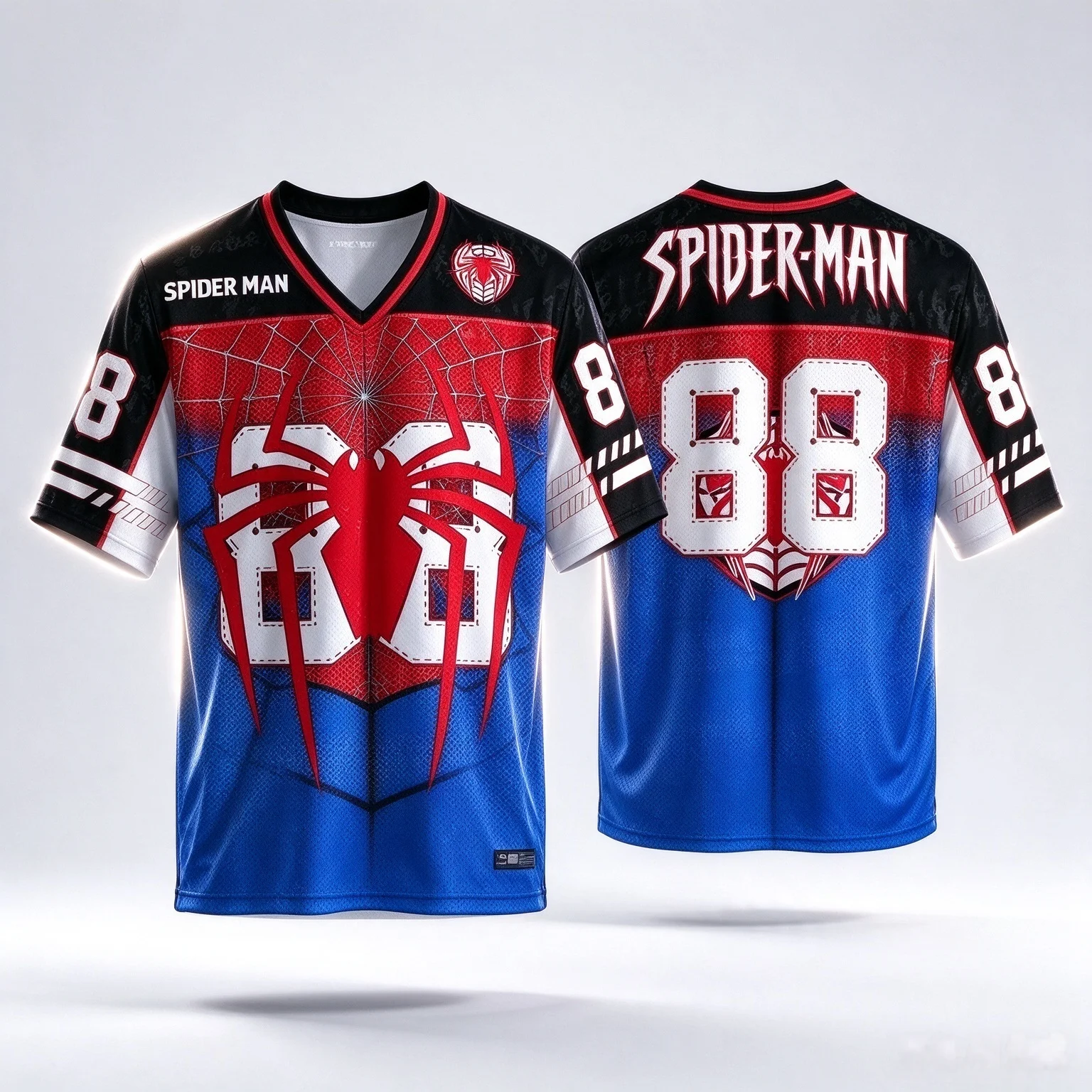 Parent‑child Spider Hero 3D Print Jersey,Red Blue Number Short Sleeve T‑Shirt,100_ Polyester Tops for Family Matching Outfits -