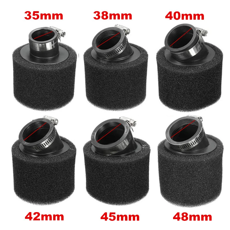 35/38/40/42/45/48mm Bend Elbow Neck Sponge Universal Motorcycle Air Filter Cleaner Moped Fits ATV Scooter Pit Dirt Bike Scooter