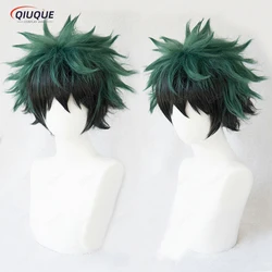 Anime Boku no Hiro Akademia Izuku Midoriya Short Green Black Ombre Heat Resistant Cosplay Costume Wig + Track + Cap