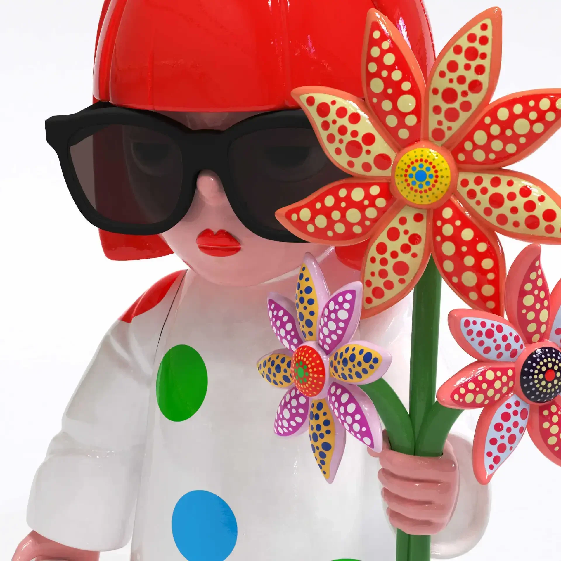 草間彌生水玉アートカボチャの花潮遊びフィギュアトレンド装飾卓上飾りクリエイティブ男性と女性のギフト