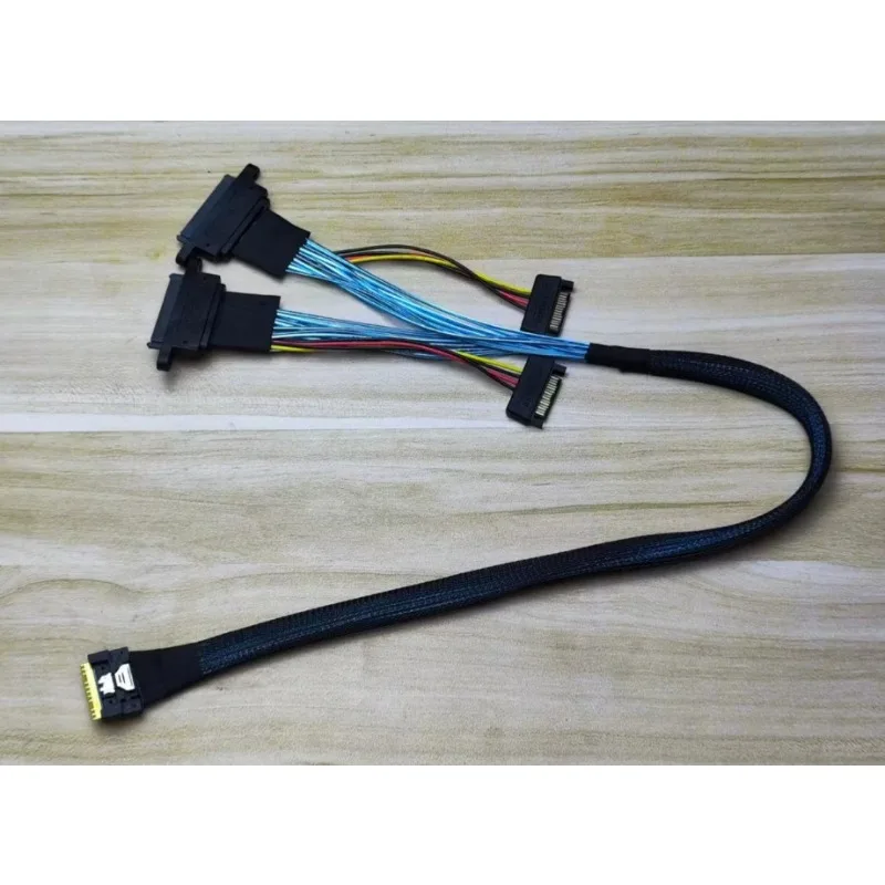 

For SlimSAS SFF-8654 8i to 2 NVMe U2 SFF-8639 hard drive data cable 40cm