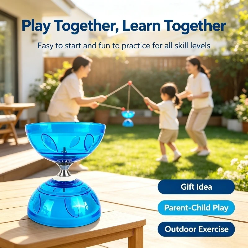 Transparent Chinese Yoyo Diabolo Set Portable Beginner Fitness Balls Smooth Spinning Traditional Outdoor Indoor Agility Exercise