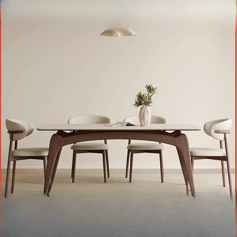 

Dining table and chair combination modern simple luxury ash small household rectangular dining table