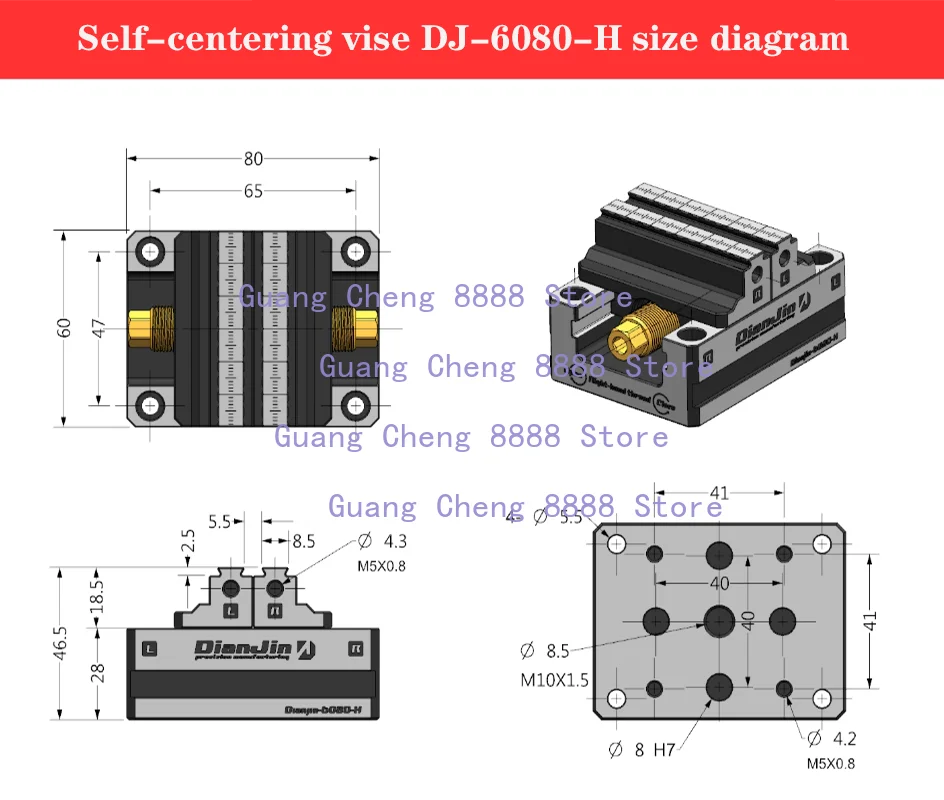 Four-Five-Axis Fixture Self Centering Vise Positive and Negative Quick Clamping 2-8 Inches