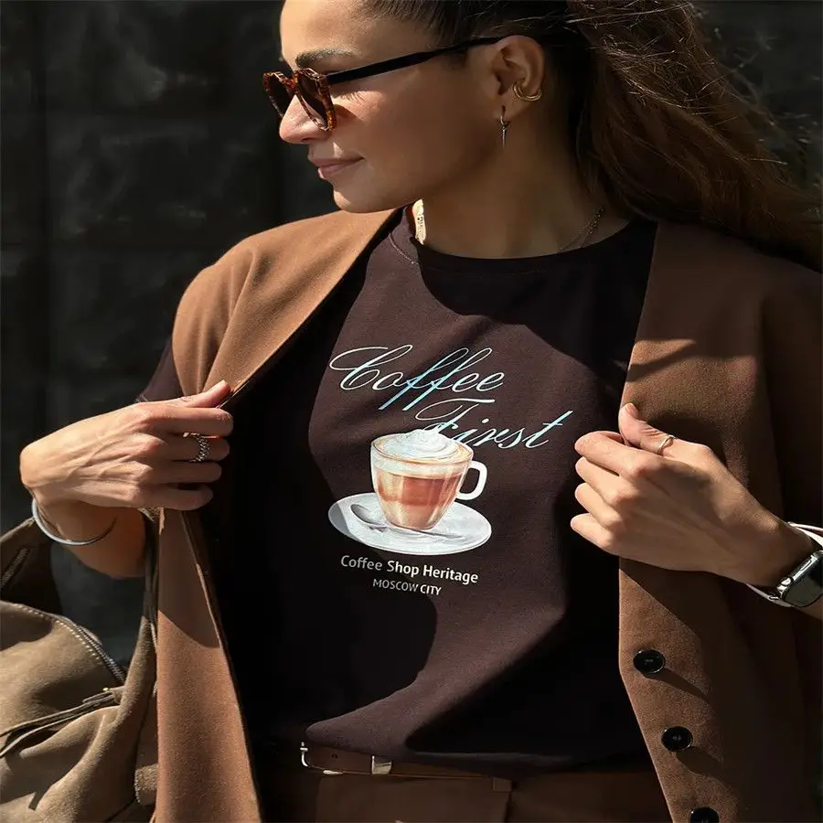 Comfortable Women's Dark Coffee Cotton T-Shirt 