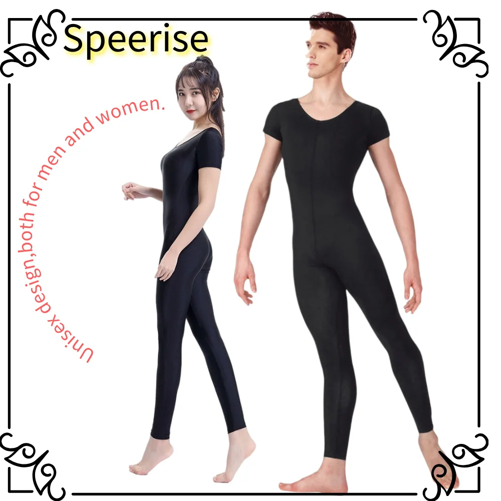 

Adult Tights Man Ballet Unitard Dancewear Short Sleeve Jumpsuit Nylon Spandex Workout Suits One-piece Bodysuit Fitness Clothing