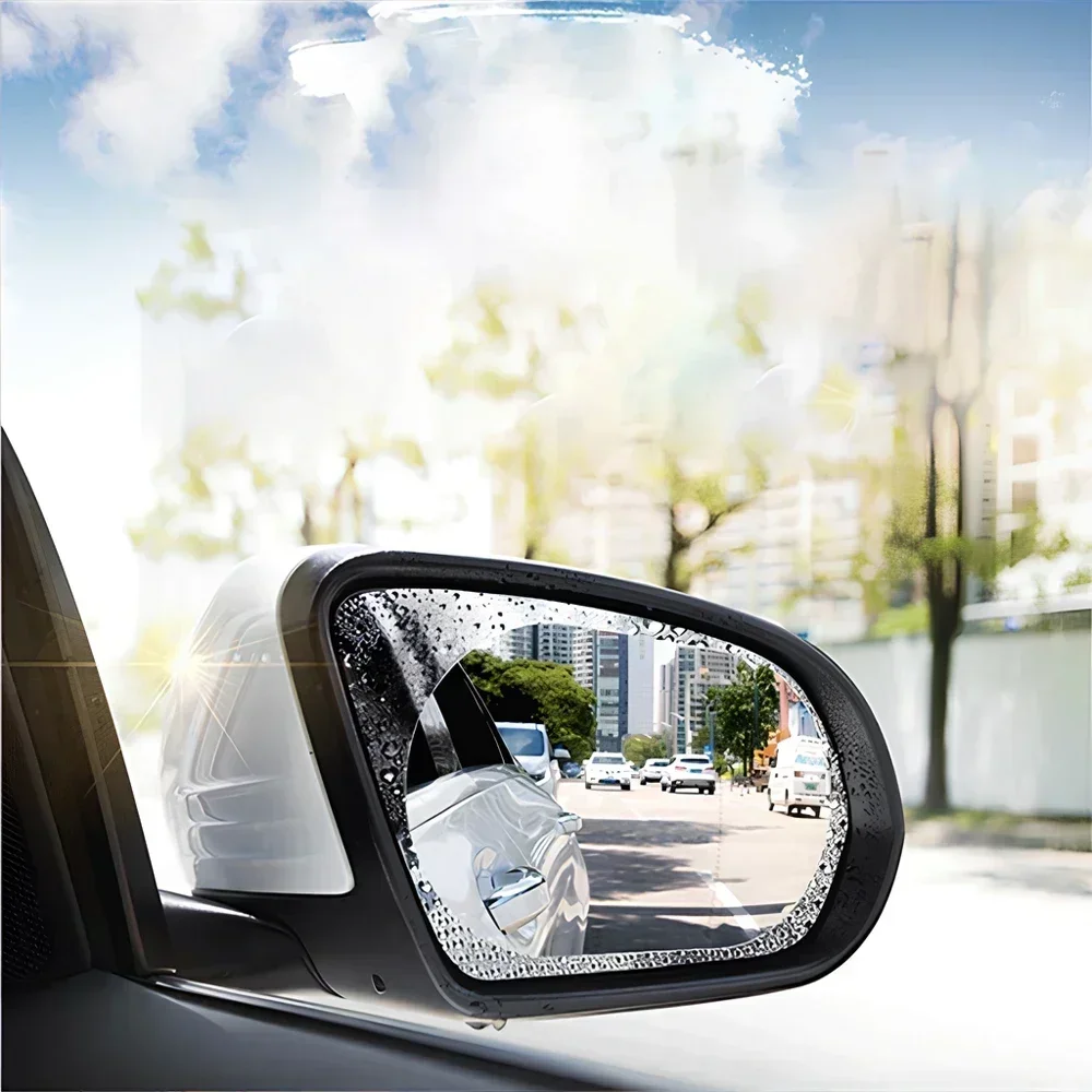 2X Car Stickers Rearview Mirror Protection Against Rain Fog Transparent Film Anti-glare Rainy Days Clear Vision Auto Accessories