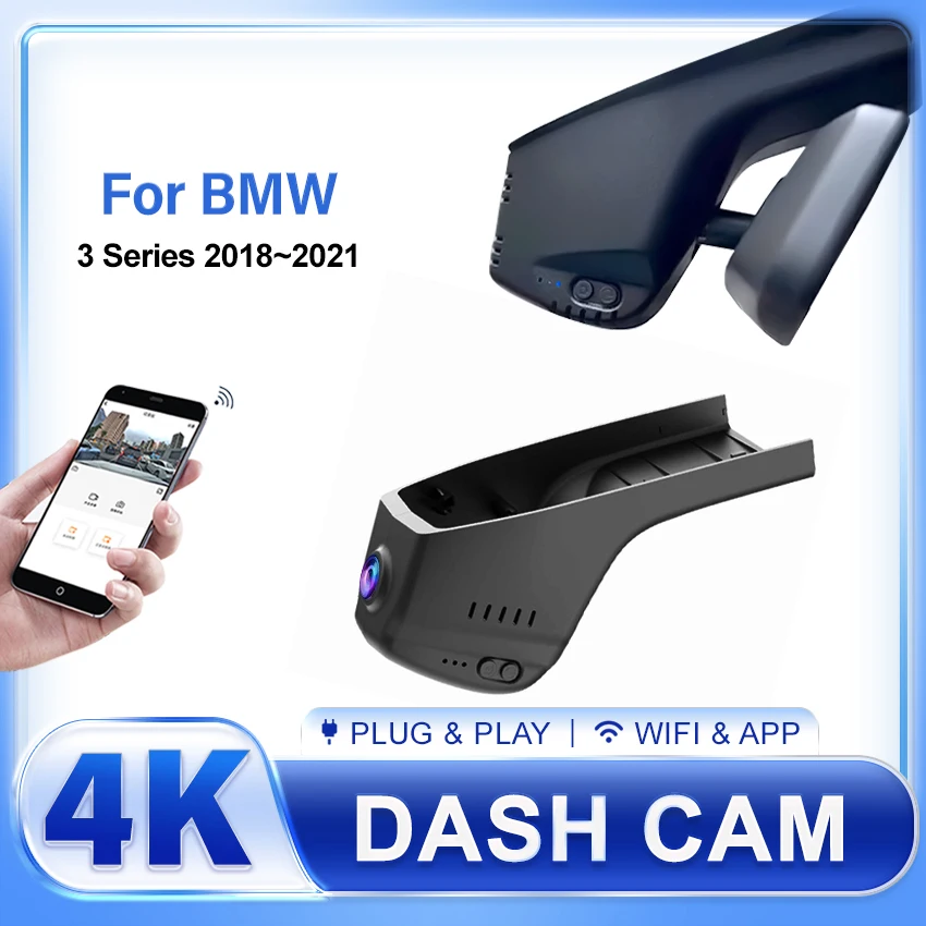 2160P Plug And Play For BMW 3 Series 2018 2019 2020 2021 Car Night Vision Wifi DVR Video Recorder Dash Camera HD UHD 4K DashCam