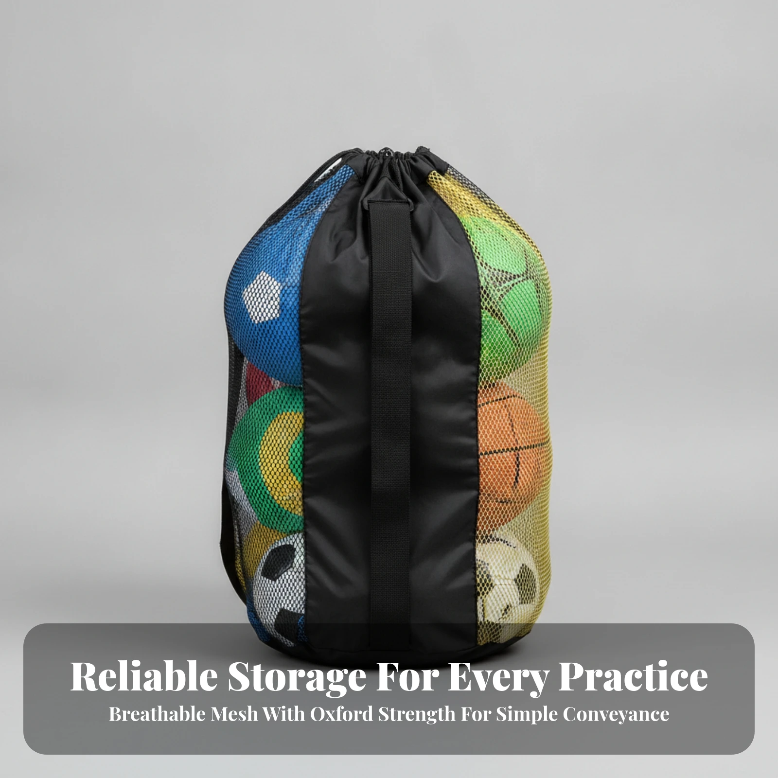 Ball Storage Bag Breathable Mesh Ball Bag Sports Equipment Sack Adjustable Tear-Resistant for Coaches, Team Practice