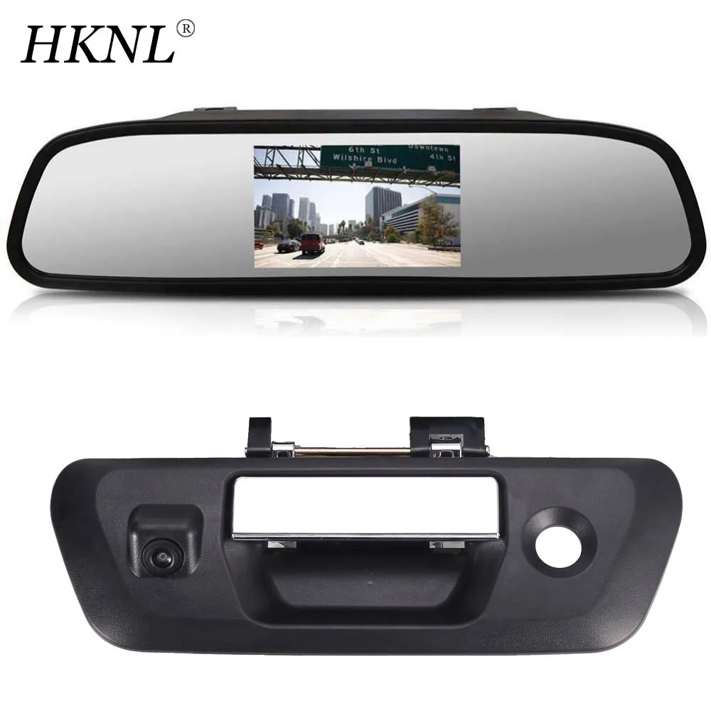 HKNL HD CCD 170° Car Reverse Camera Mirror for Nissan Navara NP300 D23 2015-2020 Brake Light Trunk Handle transporte Black Kombi