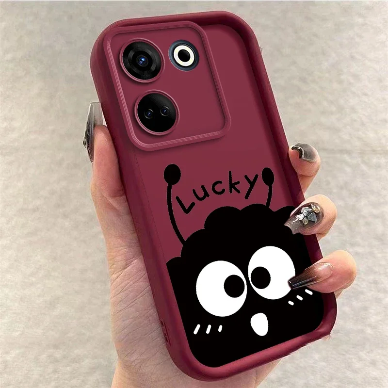 Cute Happy Coal Ball Black Ball Cartoon Case for Tecno Camon 20 Camon 20 Pro Thick Soft Silicone Cover