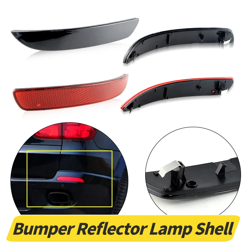 2PCS Rear Bumper Reflector Brake Reflector Light Cover Shells (No Bulb) For BMW X5 E70 M 2006 2007 2008 2009 2010 2011 2012 2013