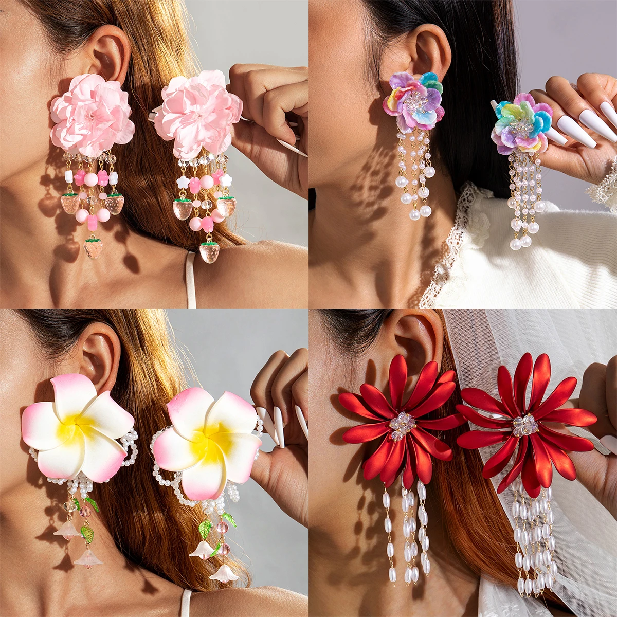 Tocona богемные женские длинные серьги с кисточками имитация розы яйцо цветок кулон серьги изысканные вечерние ювелирные аксессуары Tocona богемные женские длинные серьги с кисточками имитация розы яйцо цветок кулон серьги изысканные вечерние ювелирные аксессуары