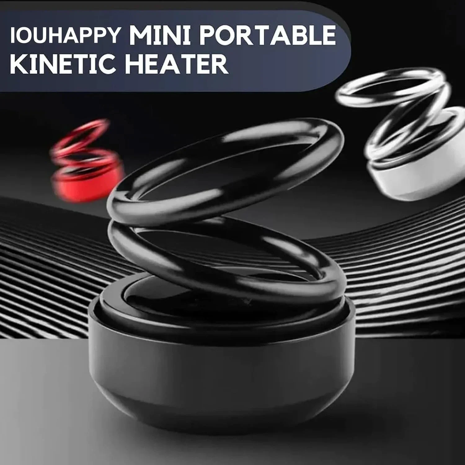 1PCS Portable Kinetic  Car Air Freshener Solar Powered Double Ring Rotating Air Cleaner Perfume Fragrance Diffuser