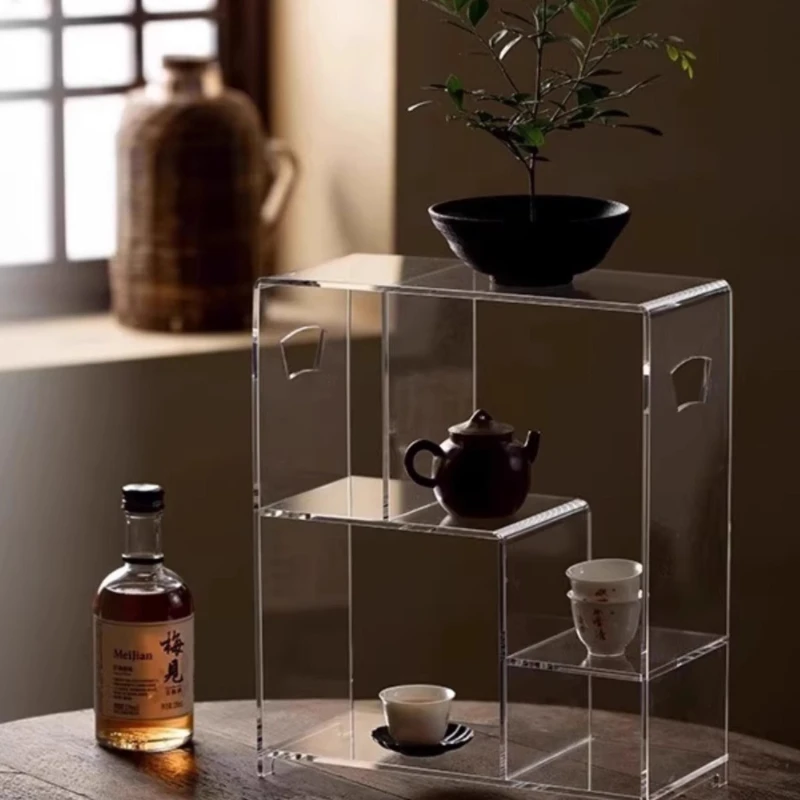 

Transparent acrylic desktop tea set, teacup storage rack, display , bogu , high-end.
