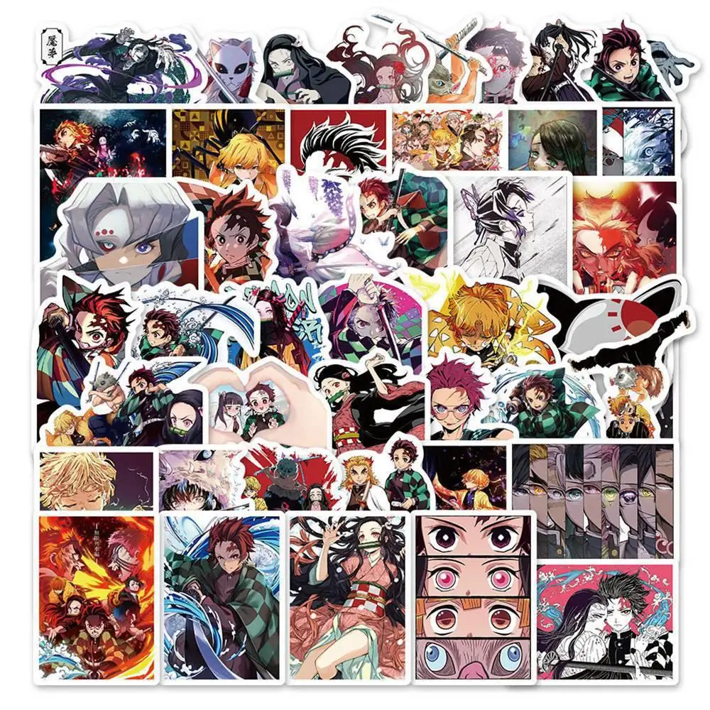 50 Cute Q-Version Demon Slayer Stickers, Waterproof Anime Stickers, Adorable Demon Slayer Stickers Featuring Tanjiro, Nezuko, Zenitsu, Suitable for Laptops, Water Bottles, Scrapbooks, Diaries, Phone Cases, Can Be Used as Party Favors, and Are Ideal as Gifts