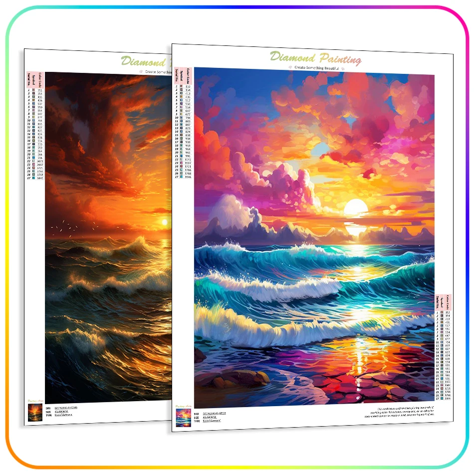 

RUOPOTY-5D Diamond Painting Seascape Cross Stitch Kits Printed For Beginner Drill Needle Arts Craft Diamond Art Home Decoration