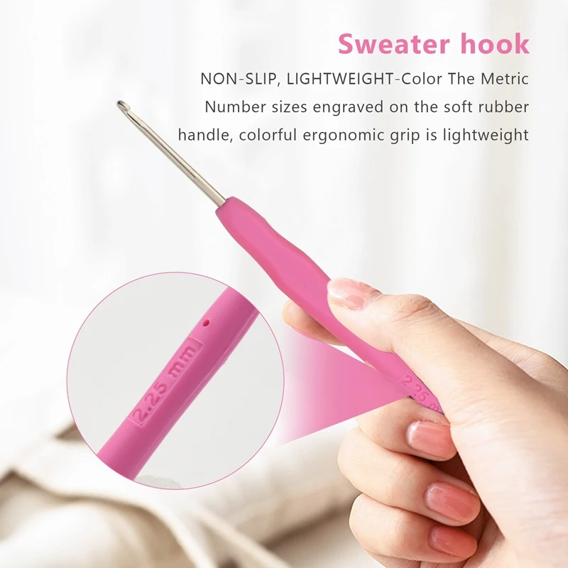 10 قطع من خطافات كروشيه من الدانتيل صغيرة الحجم (0.5-2.75 مم)، مجموعة خطافات كروشيه مريحة مع مقبض ناعم للخيط