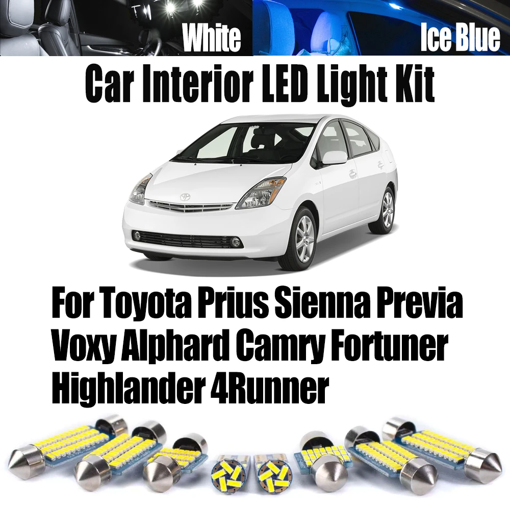 Interior led luz carro lâmpadas de leitura kit canbus para toyota prius sienna previa voxy alphard camry fortuner highlander 4runner