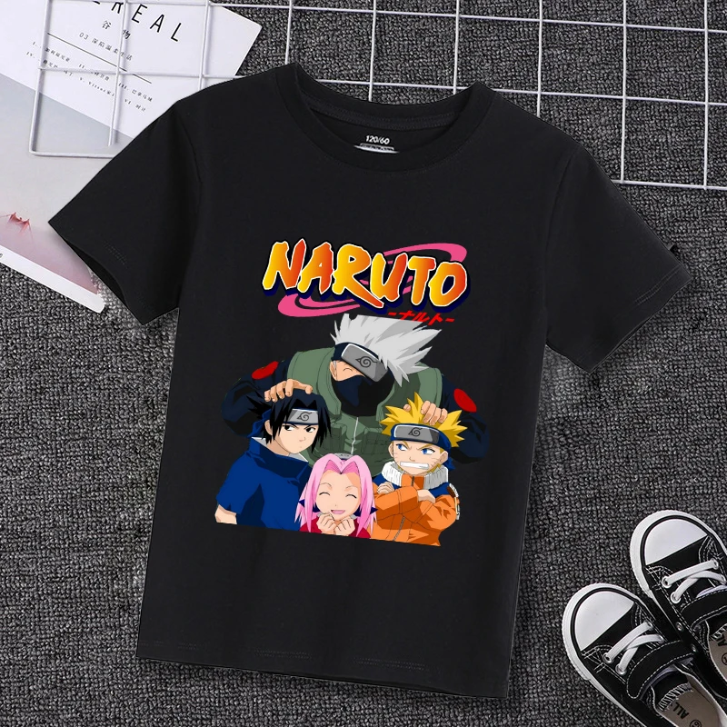 ナルト Tシャツファッション綿半袖少年服ヒップホップ夏トップスラウンドネック子供服かわいい漫画アウトドアウェア