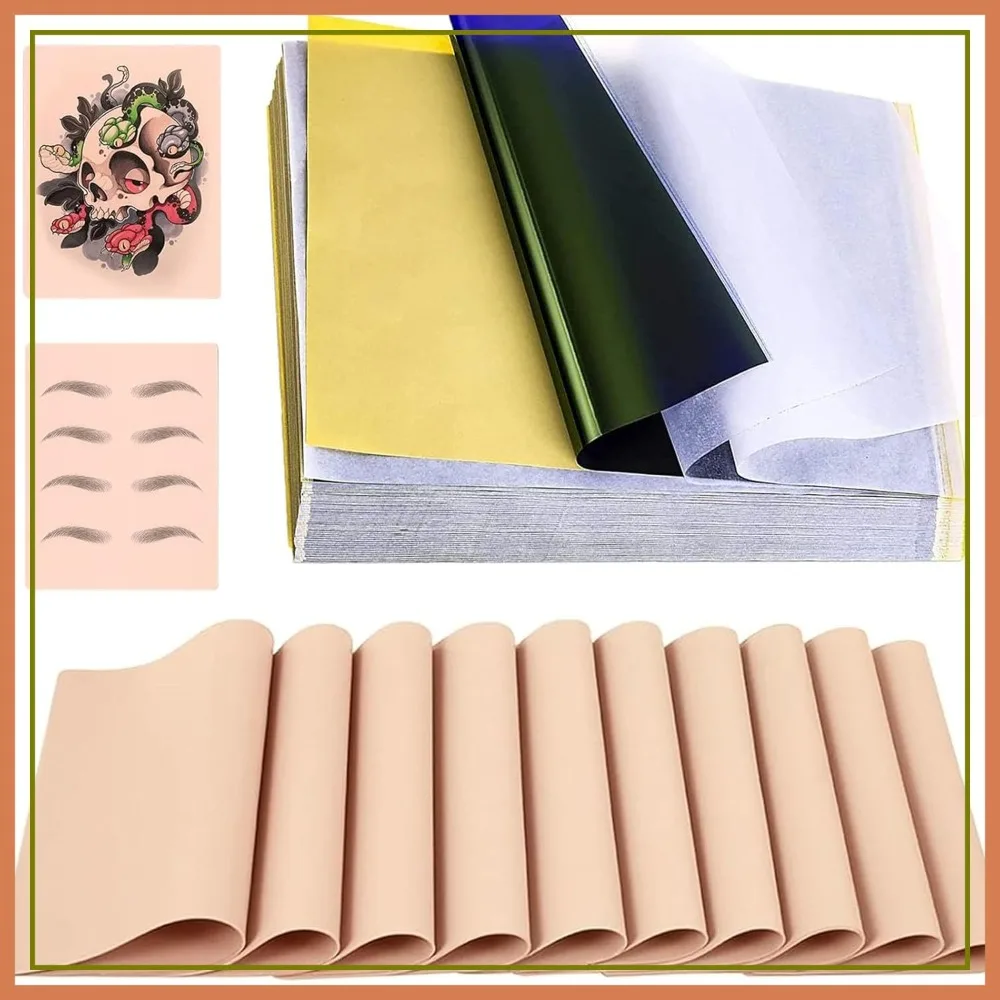 

40 PCS Tattoo Practice Skins with Transfer Paper Kit, Double Sided Fake Skin & Stencil Paper for Tattooing Microblading Supplies