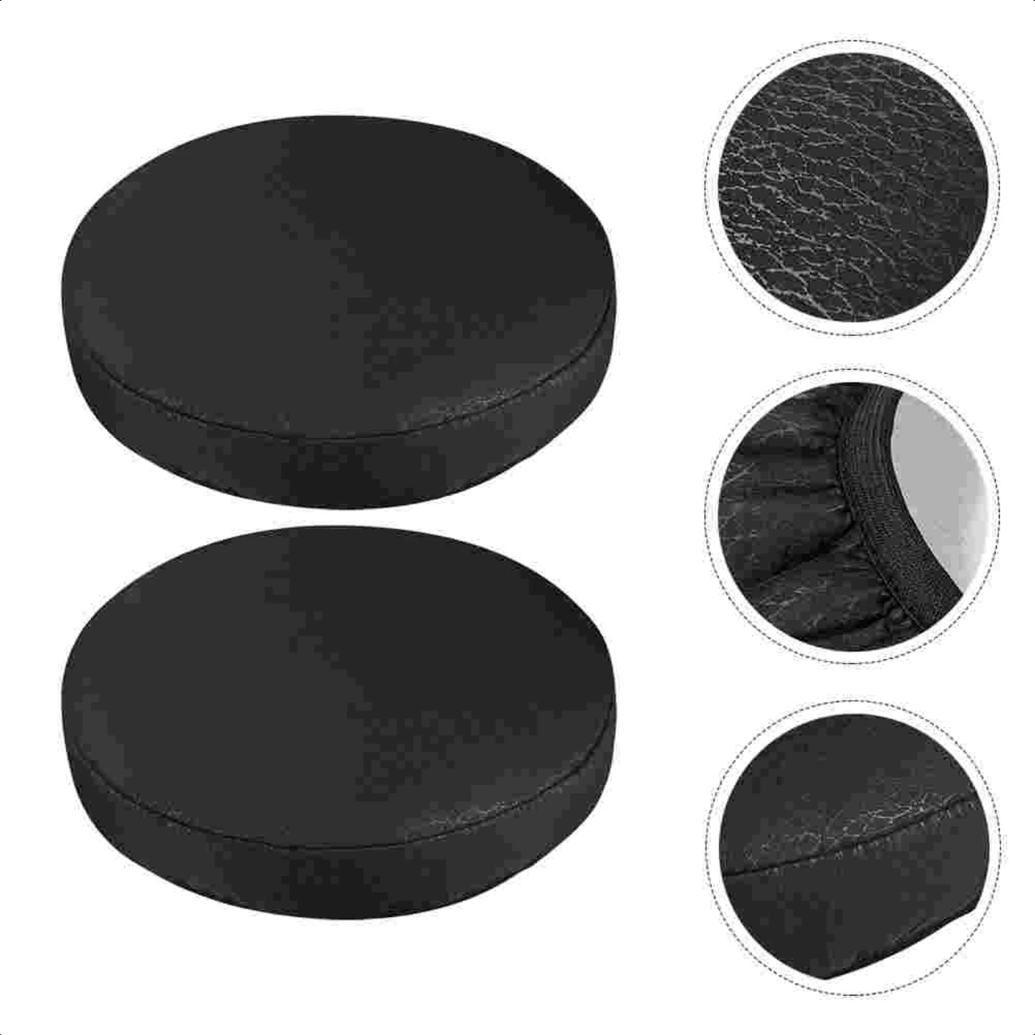 Soft and stretchy black elastic washable round stool cover cushion protectors - Set of 2 chair cushion covers for desk chair 35c