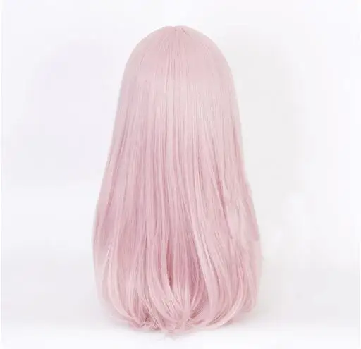 Peluca larga y recta de Anime Rosa sintética con flequillo para mujer, cabello Natural para fiesta diaria Coaplay