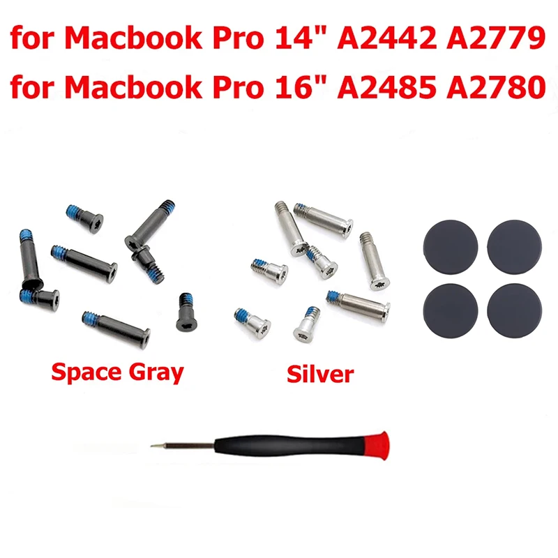 New Silver Space Gray Bottom Case Screw Screws Tool Bottom Case Rubber Feet For Macbook Pro 14