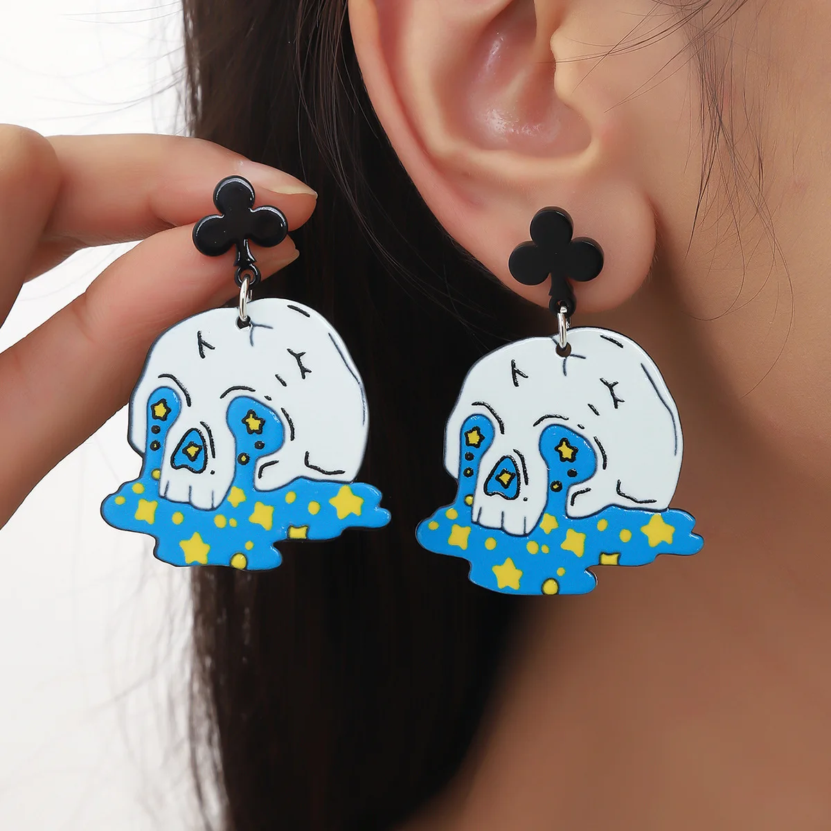 Halloween cartoon stud earrings magic wand ghost scissors hands pumpkin house earrings accessories women