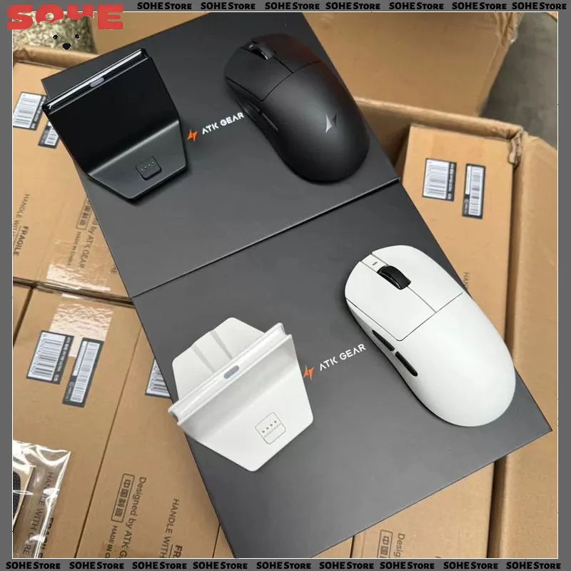 Atk A9nb Ultra Wireless Mouse Paw3950ultra 8000hz 2.4g With Base Gaming Mouse Ergonomic Gaming Fps E-Sports PC Valorant Apex