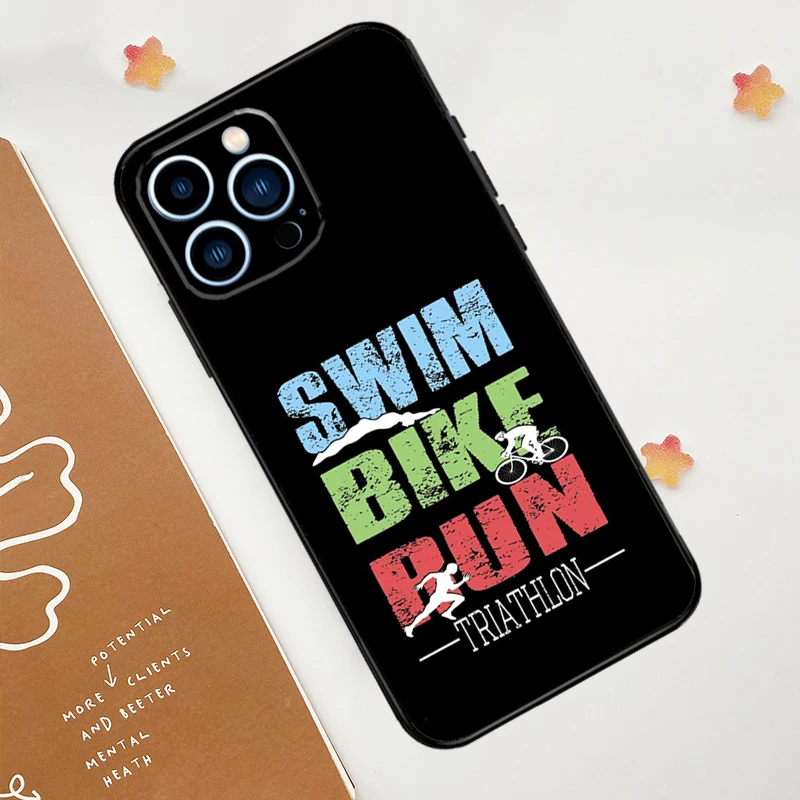 Triathlon Tri Life Swim Bike Run Case For iPhone 15 16 14 13 12 11 Pro Max Plus X XR XS 12 13 Mini Cover Accessories